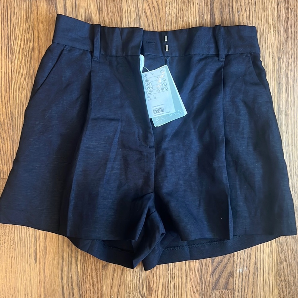 Zara black linen shorts